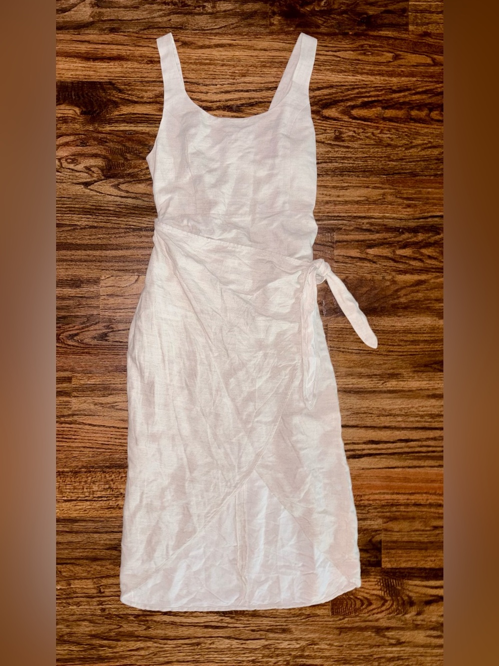 Wilfred linen-blend midi wrap dress “Saturn” natural beige cream, size 4, EUC - Picture 5 of 9